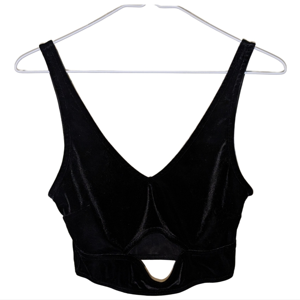 Urban Outfitters Velvet Crop Top With Cutout
